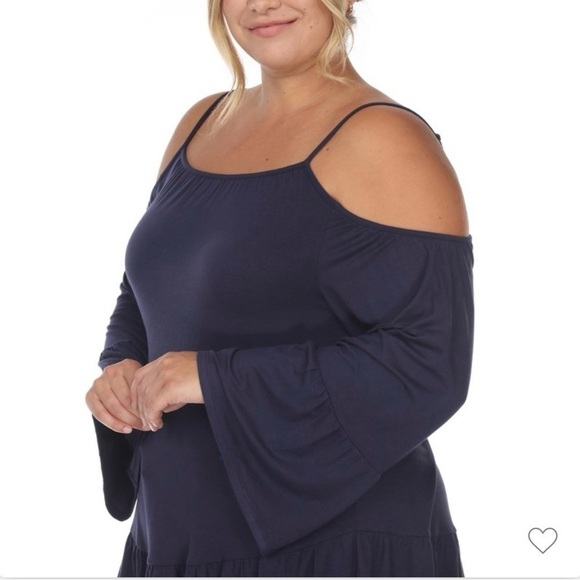 WHITE MARK, NWT, WOMENS, NAVY BLUE, COLD SHOULDER TUNIC TOP. SIZE 2XL - Picture 4 of 7